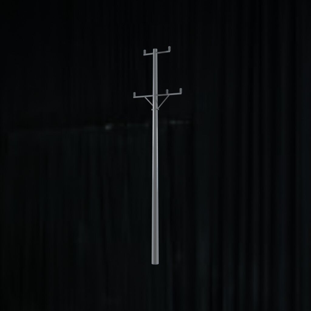 Electronic Concrete Pole Low-poly 3D model_2