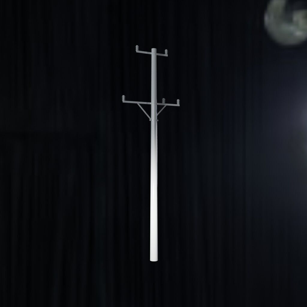 Electronic Concrete Pole Low-poly 3D model_1