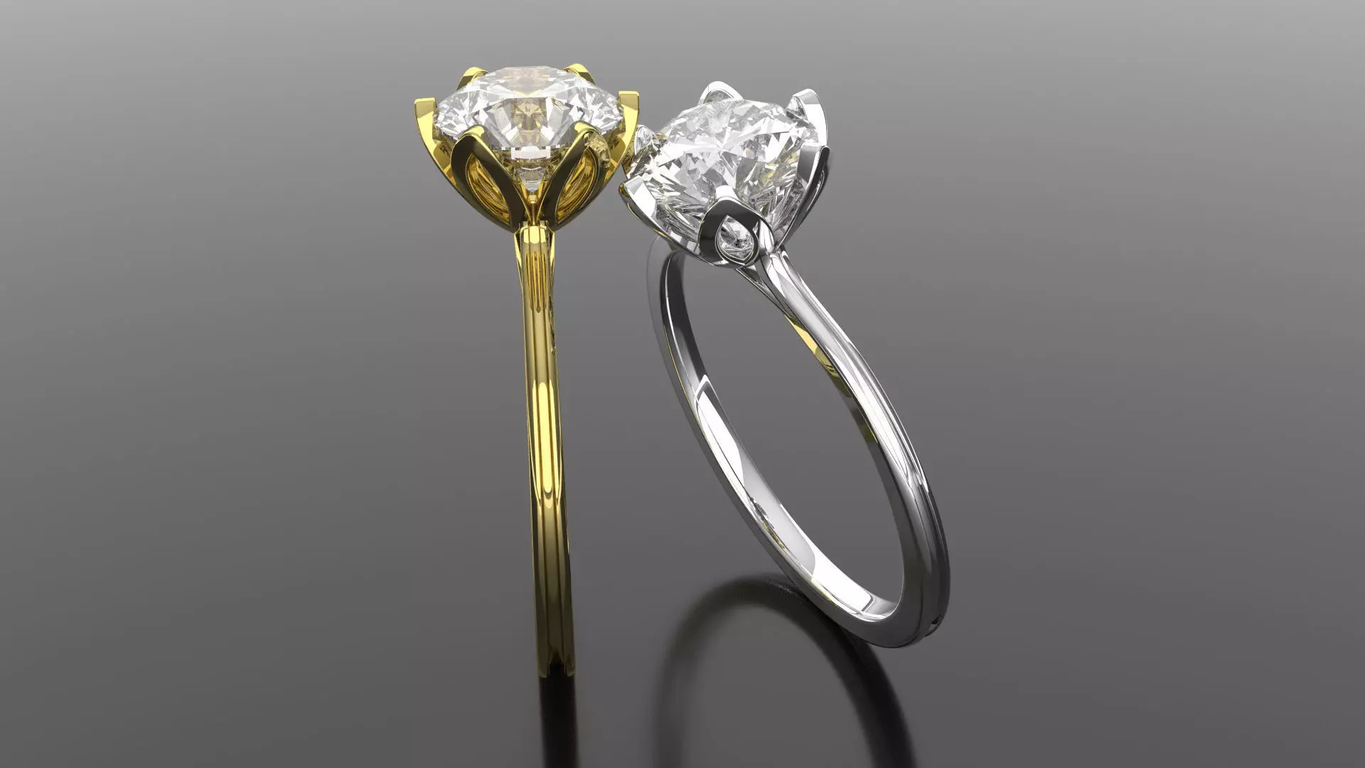 personalized solitaire ring in 10 sizes 3D print model_0