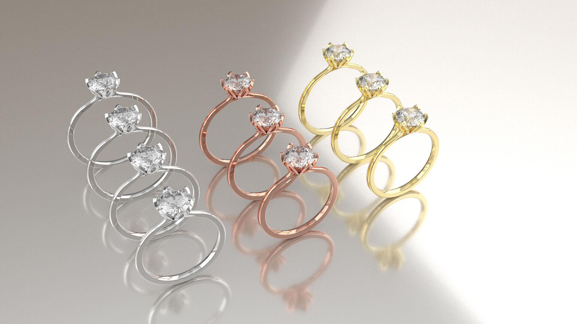 personalized solitaire ring in 10 sizes 3D print model_1