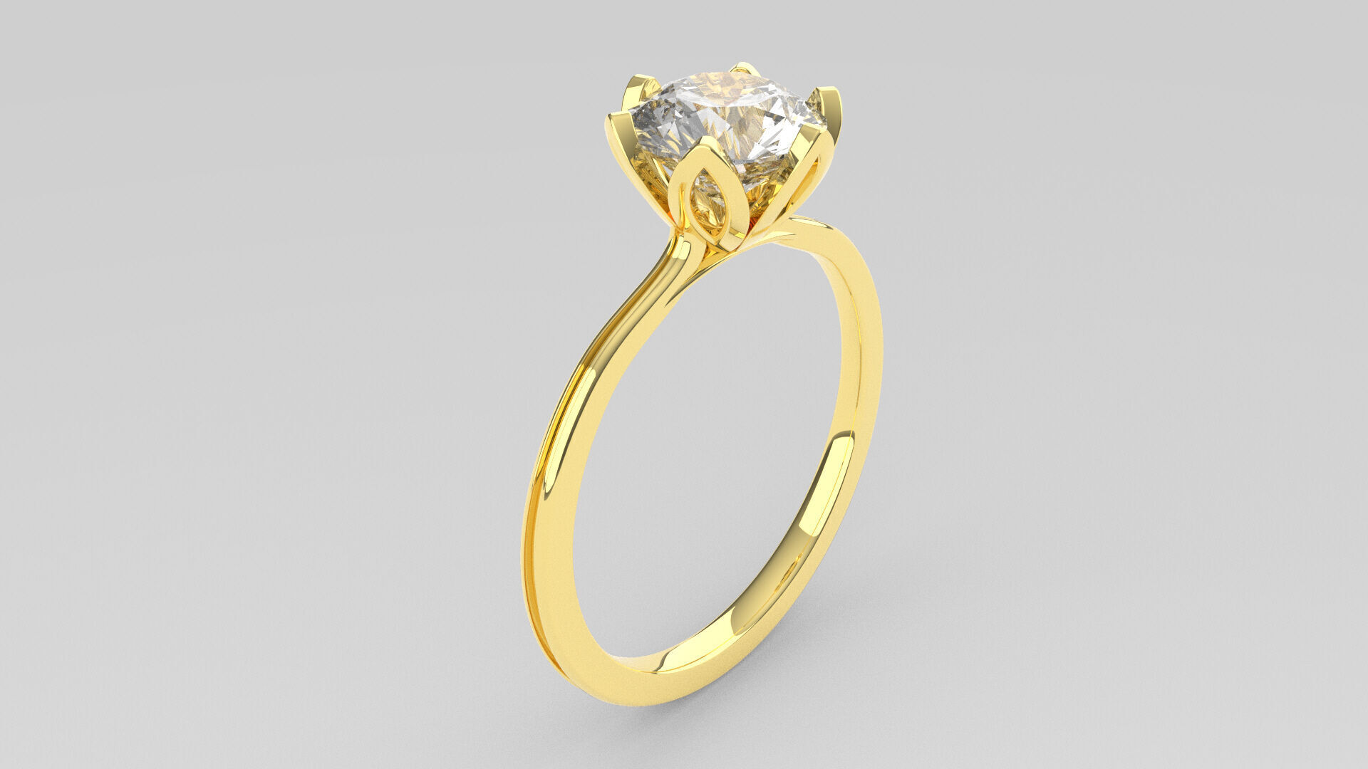 personalized solitaire ring in 10 sizes 3D print model_2