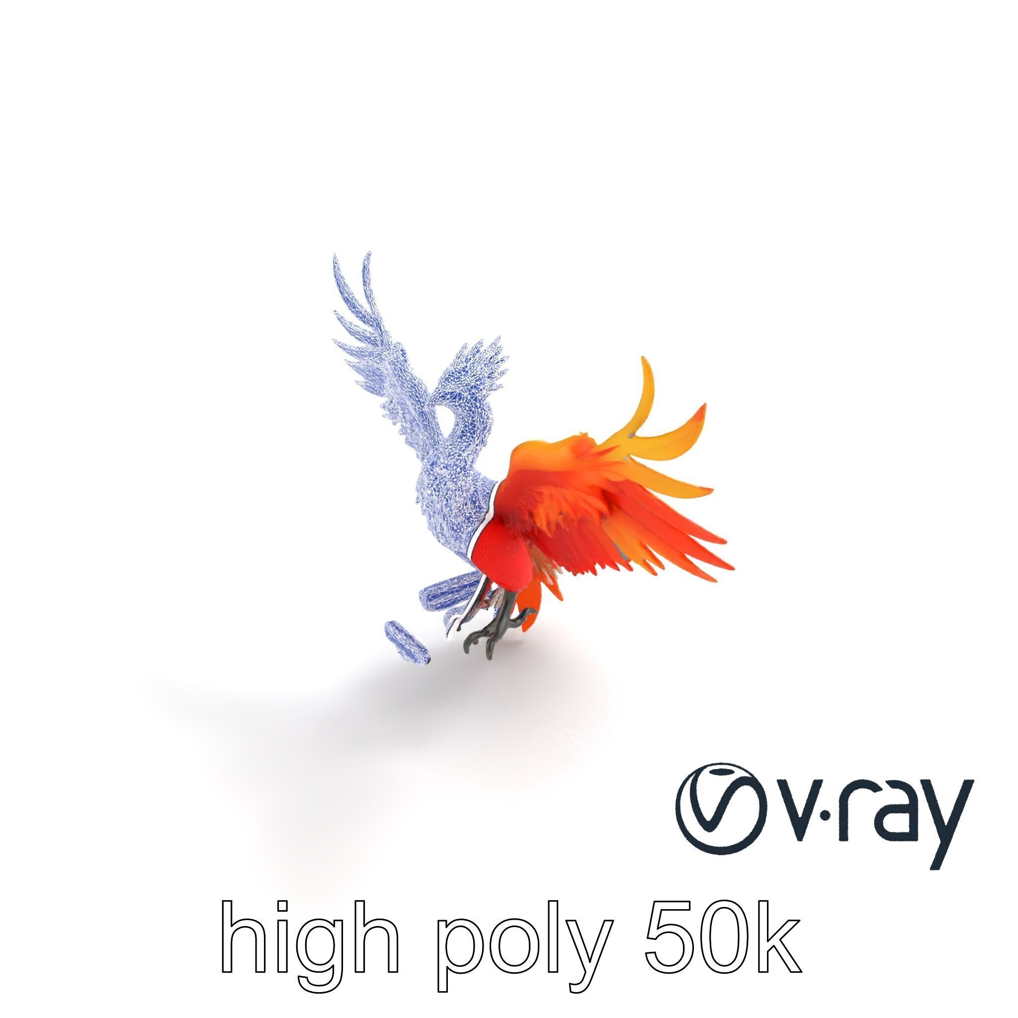 Majestic Phoenix Sculpture model pack Low-poly 3D model_25