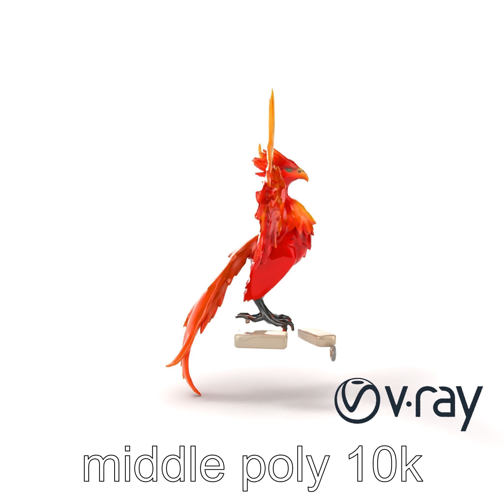 Majestic Phoenix Sculpture model pack Low-poly 3D model_18