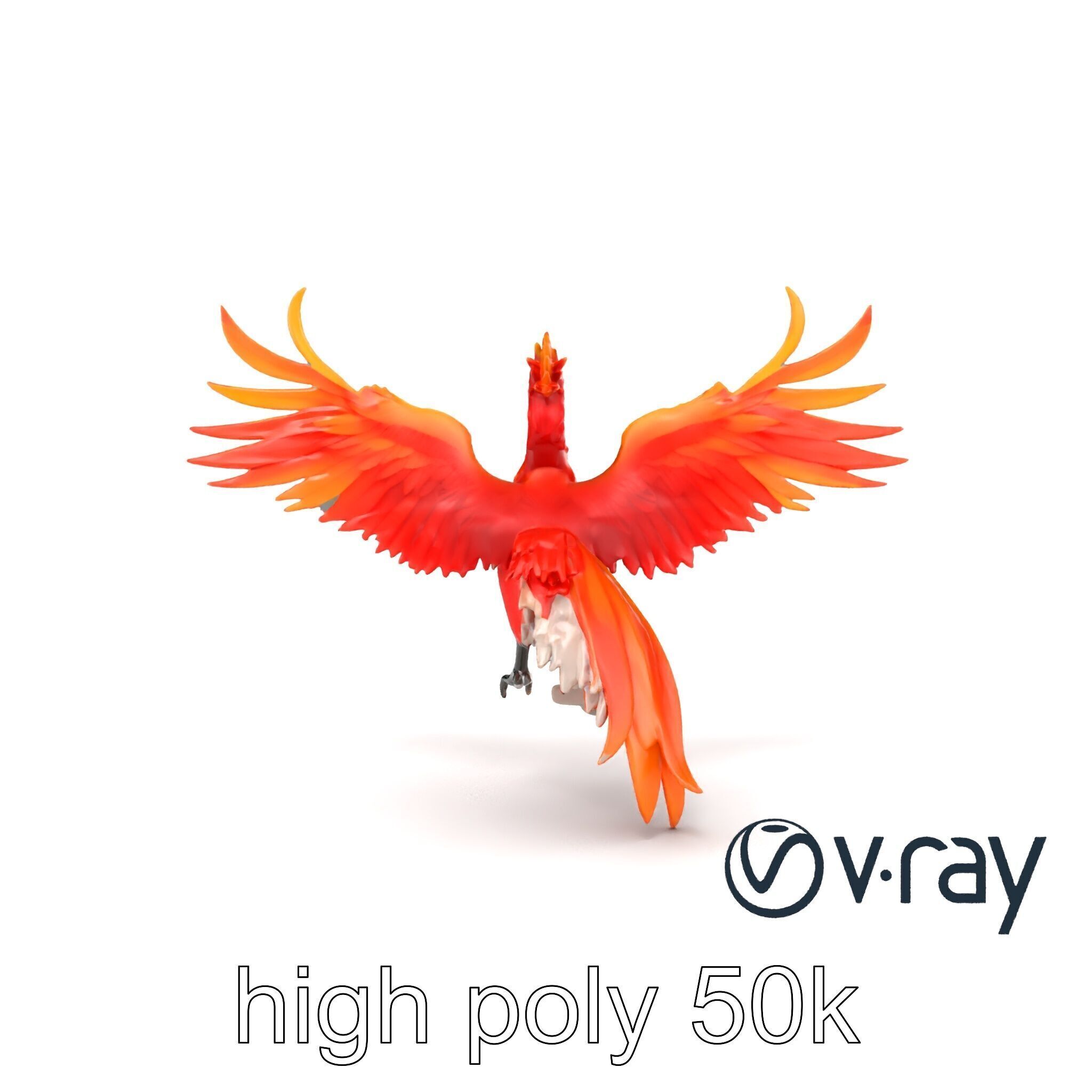 Majestic Phoenix Sculpture model pack Low-poly 3D model_22