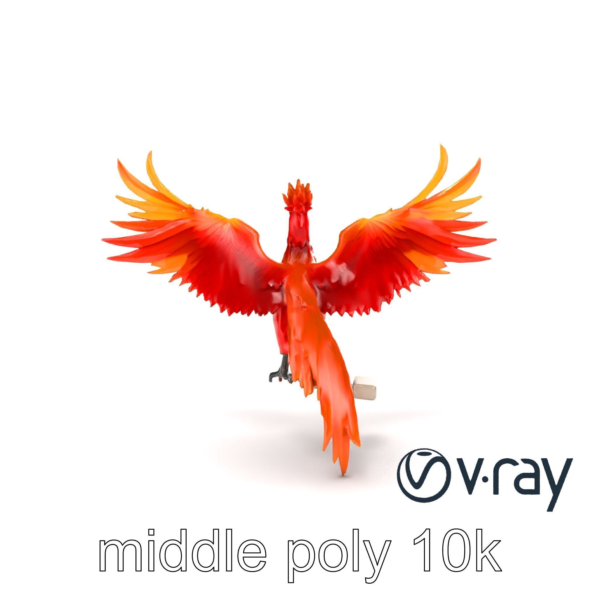 Majestic Phoenix Sculpture model pack Low-poly 3D model_16