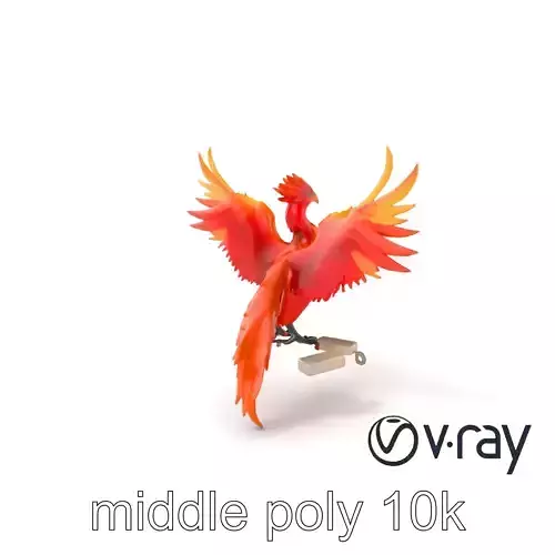 Majestic Phoenix Sculpture model pack Low-poly 3D model