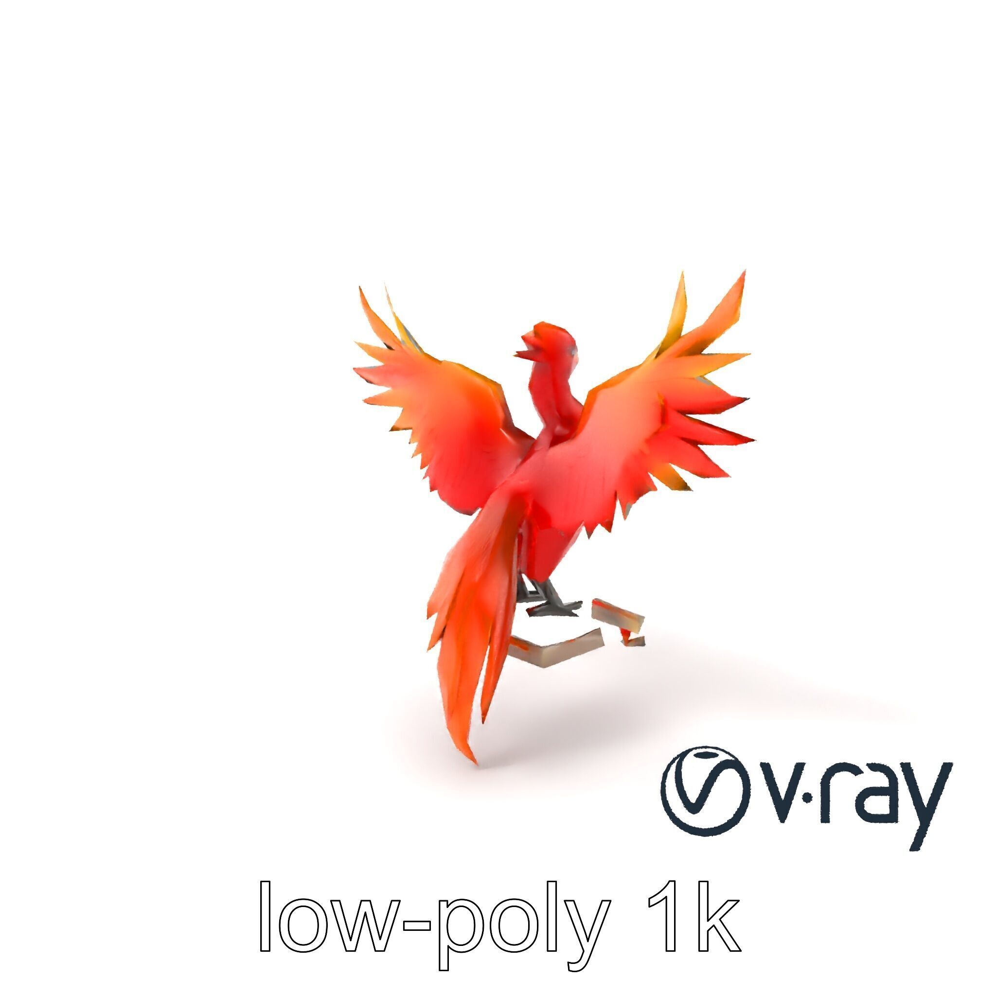 Majestic Phoenix Sculpture model pack Low-poly 3D model_2