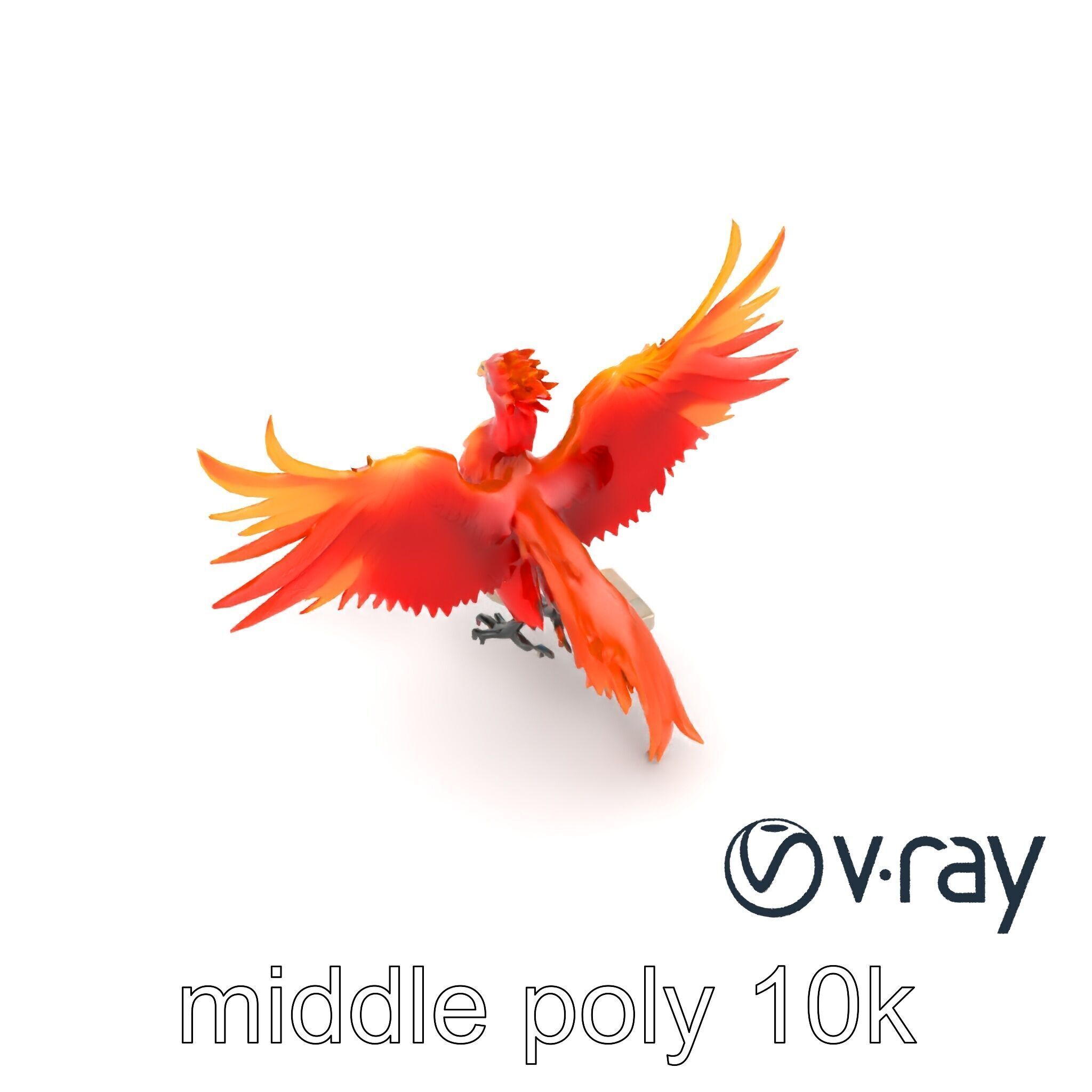 Majestic Phoenix Sculpture model pack Low-poly 3D model_7
