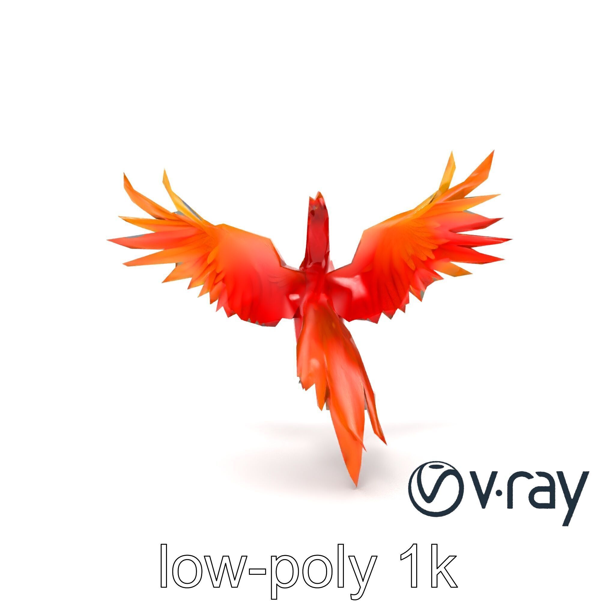 Majestic Phoenix Sculpture model pack Low-poly 3D model_13