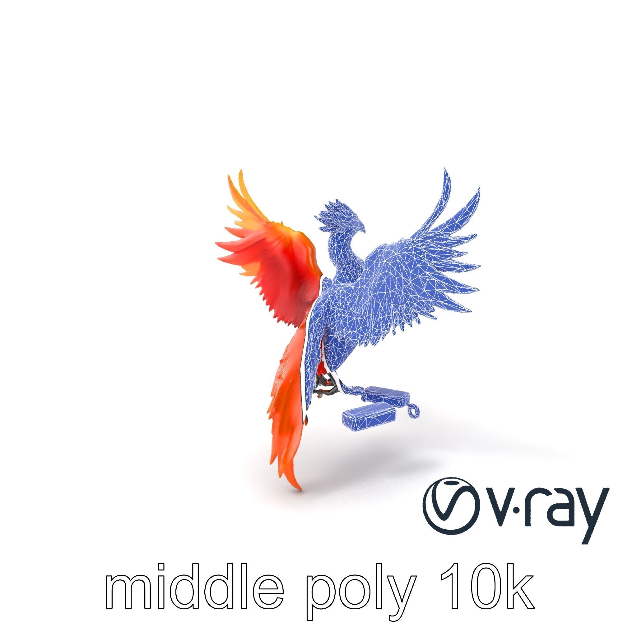 Majestic Phoenix Sculpture model pack Low-poly 3D model_10