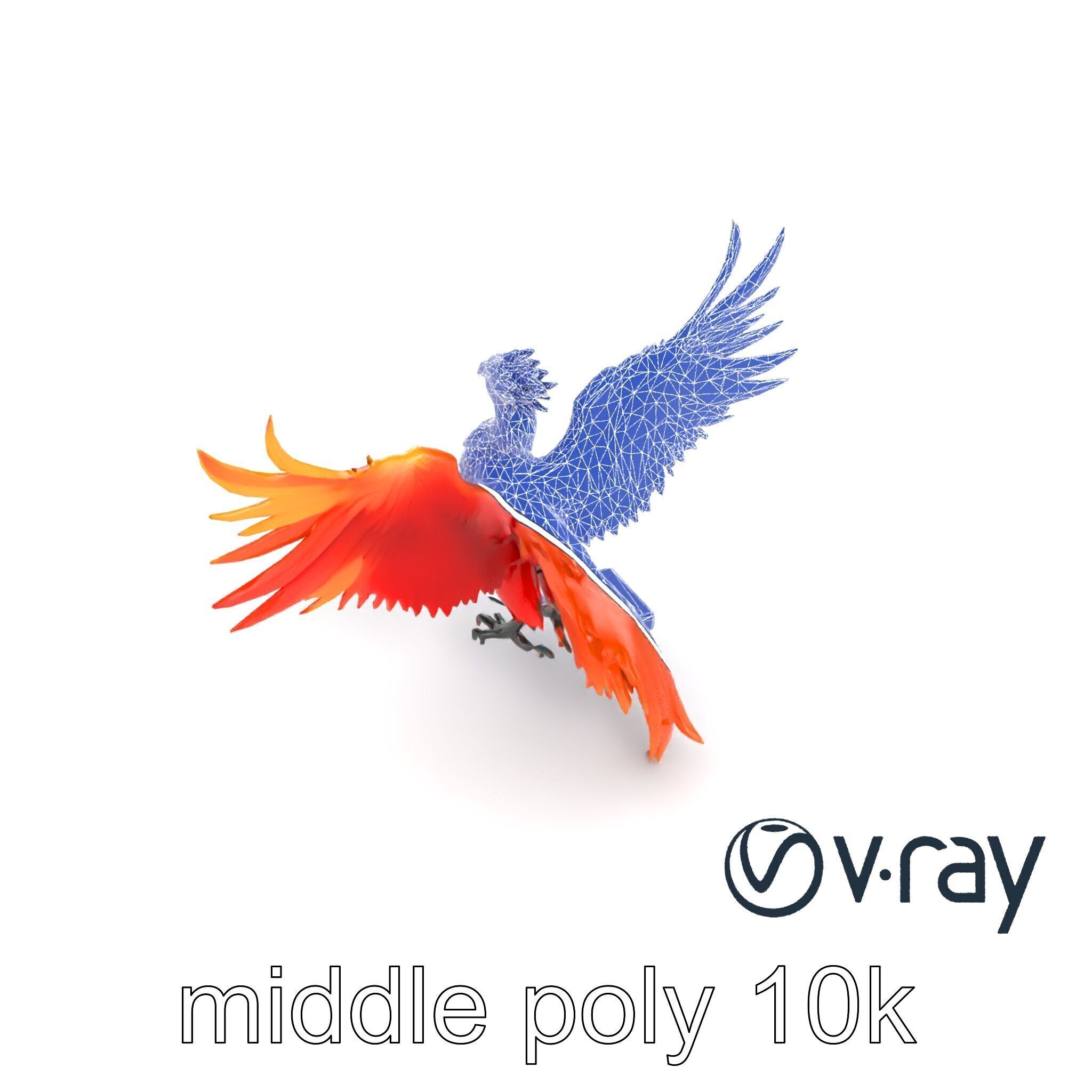 Majestic Phoenix Sculpture model pack Low-poly 3D model_14