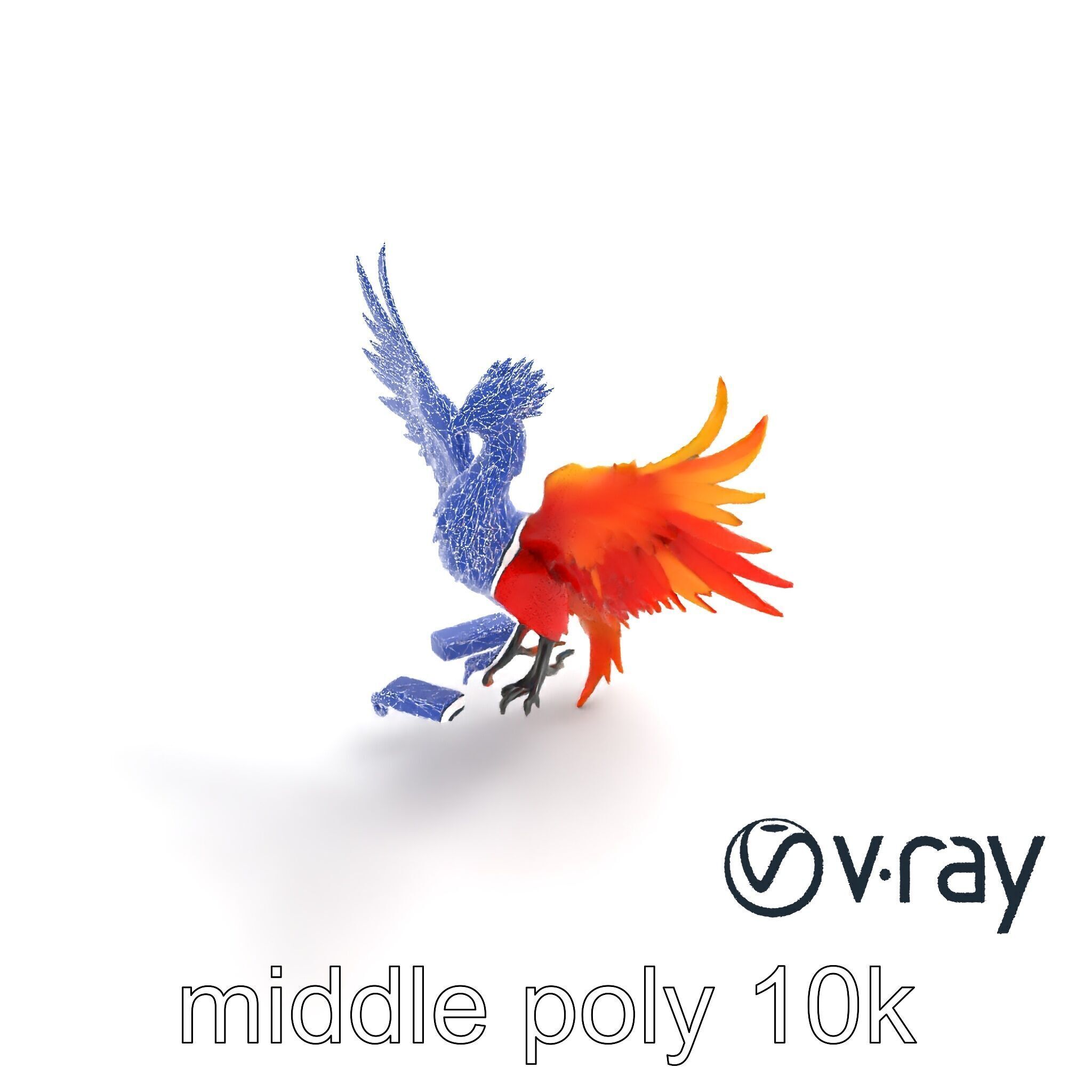 Majestic Phoenix Sculpture model pack Low-poly 3D model_31