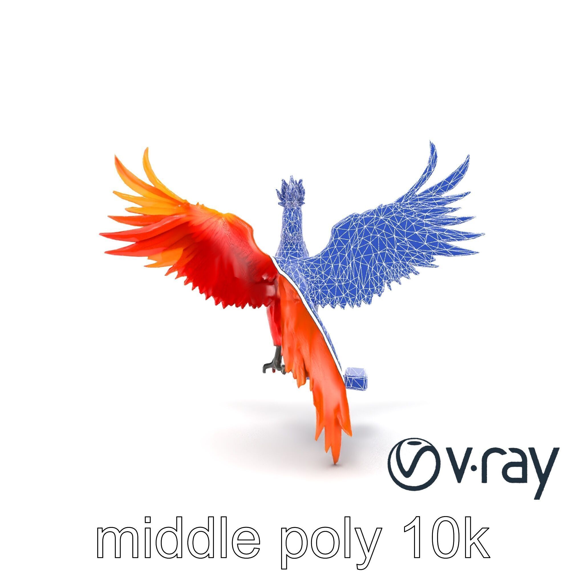 Majestic Phoenix Sculpture model pack Low-poly 3D model_30