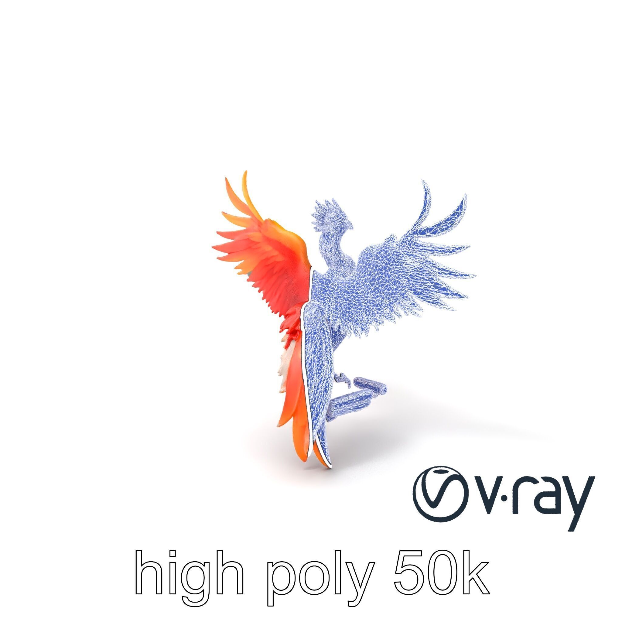 Majestic Phoenix Sculpture model pack Low-poly 3D model_9
