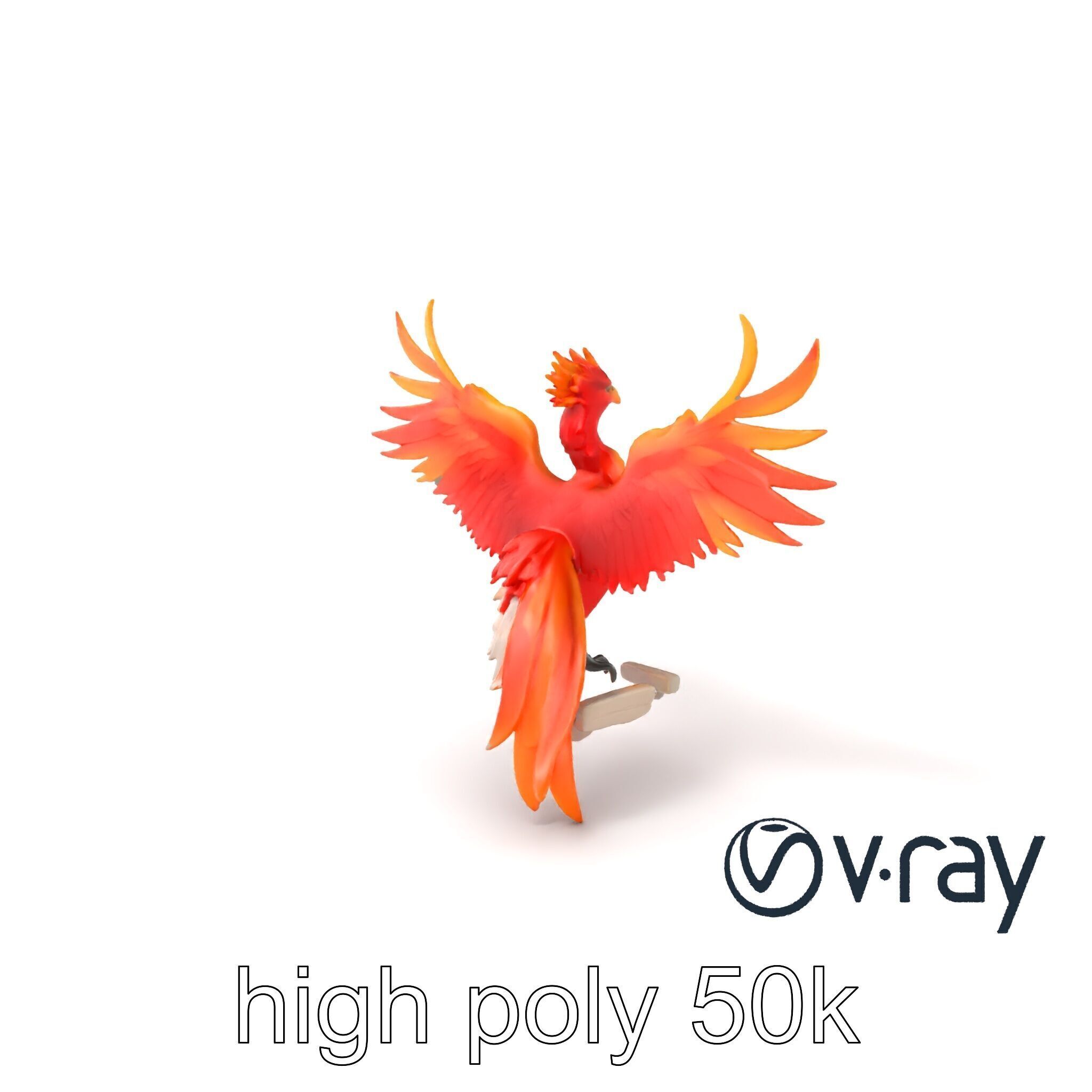 Majestic Phoenix Sculpture model pack Low-poly 3D model_6