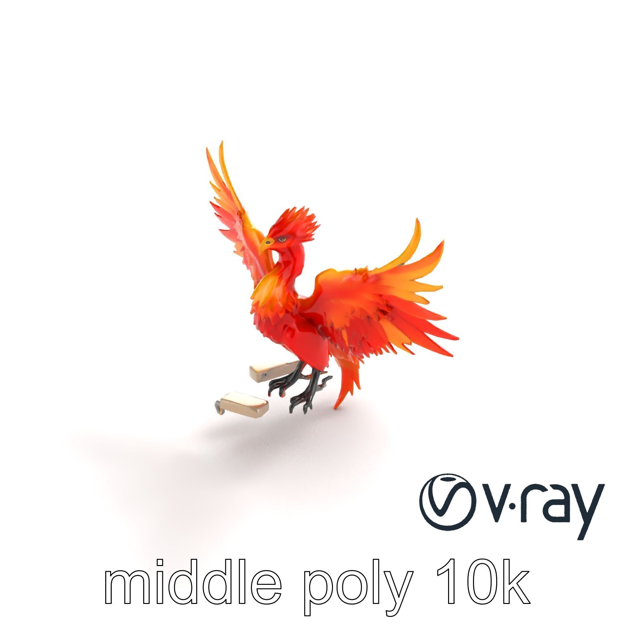 Majestic Phoenix Sculpture model pack Low-poly 3D model_4
