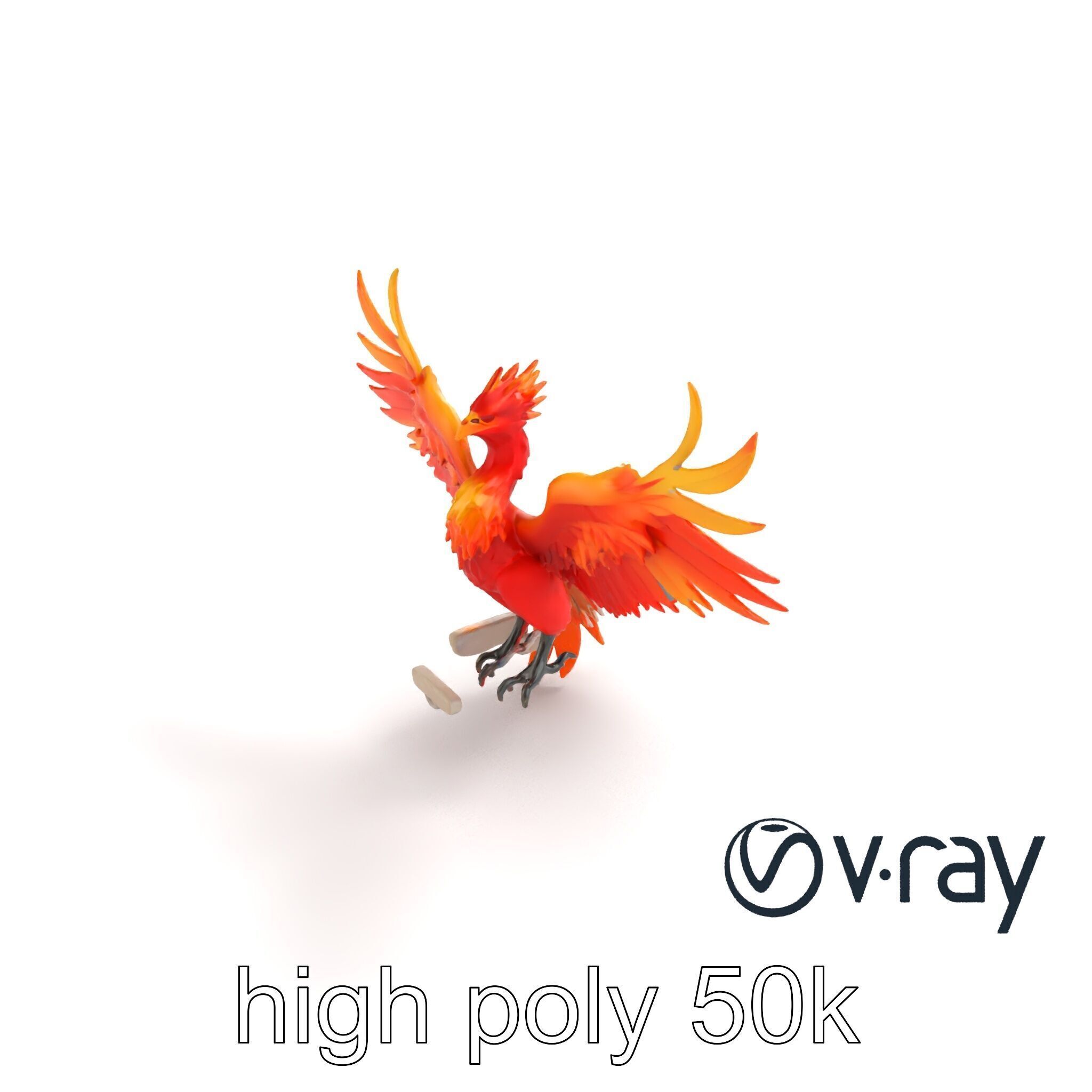 Majestic Phoenix Sculpture model pack Low-poly 3D model_23