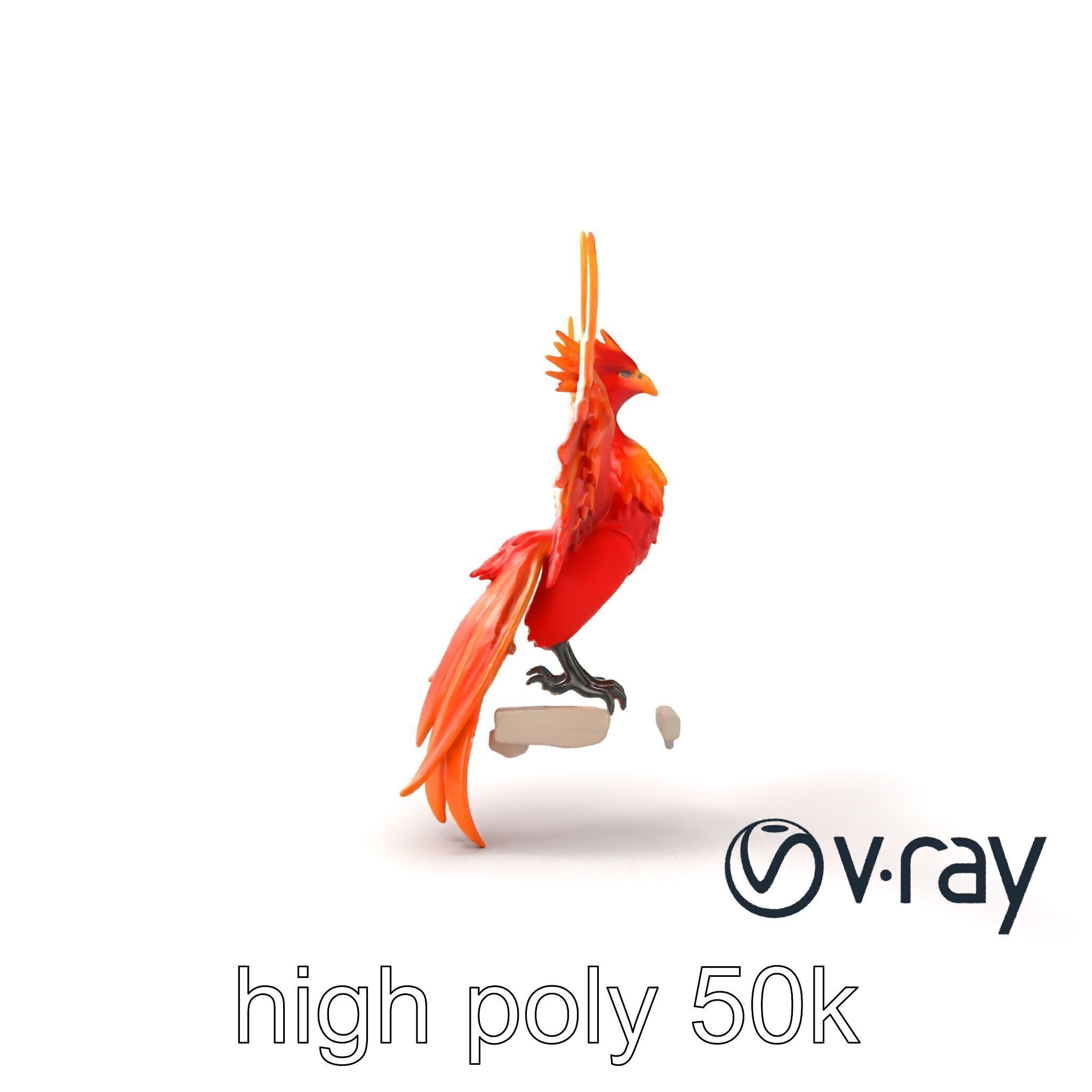 Majestic Phoenix Sculpture model pack Low-poly 3D model_12