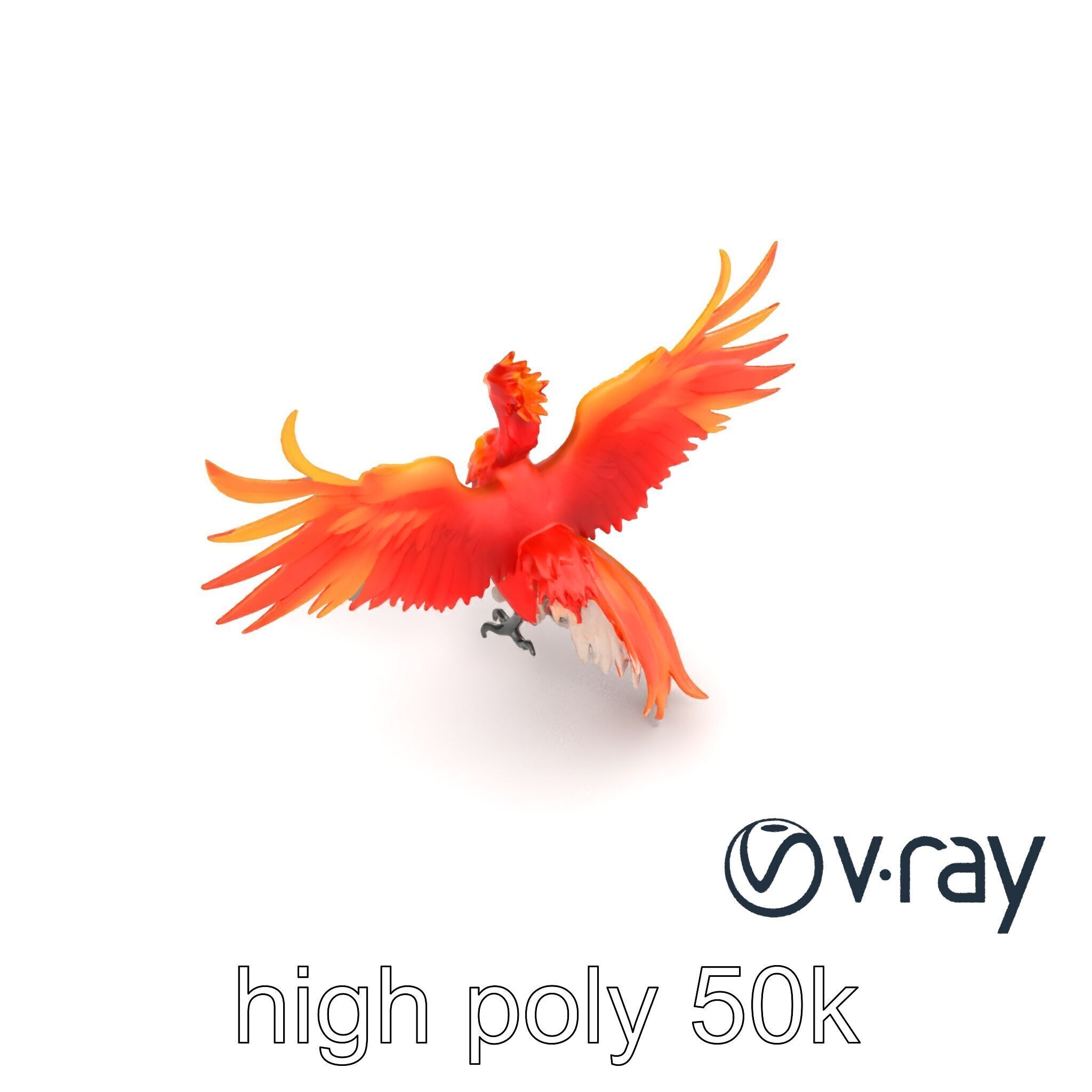 Majestic Phoenix Sculpture model pack Low-poly 3D model_17