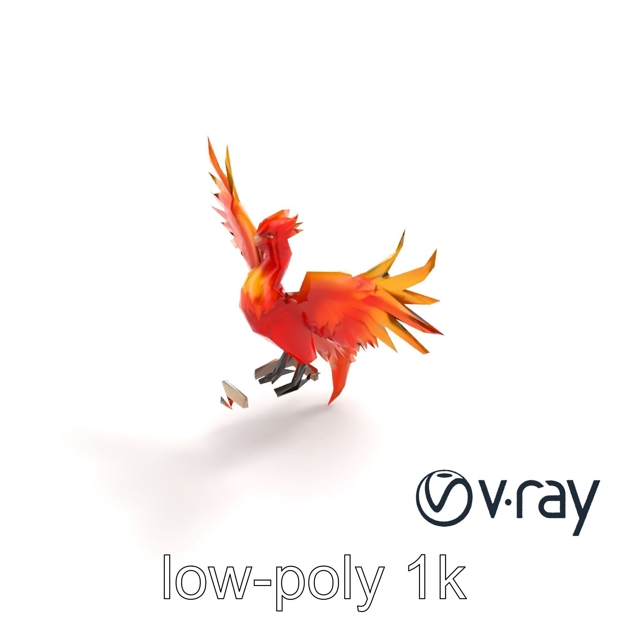 Majestic Phoenix Sculpture model pack Low-poly 3D model_5