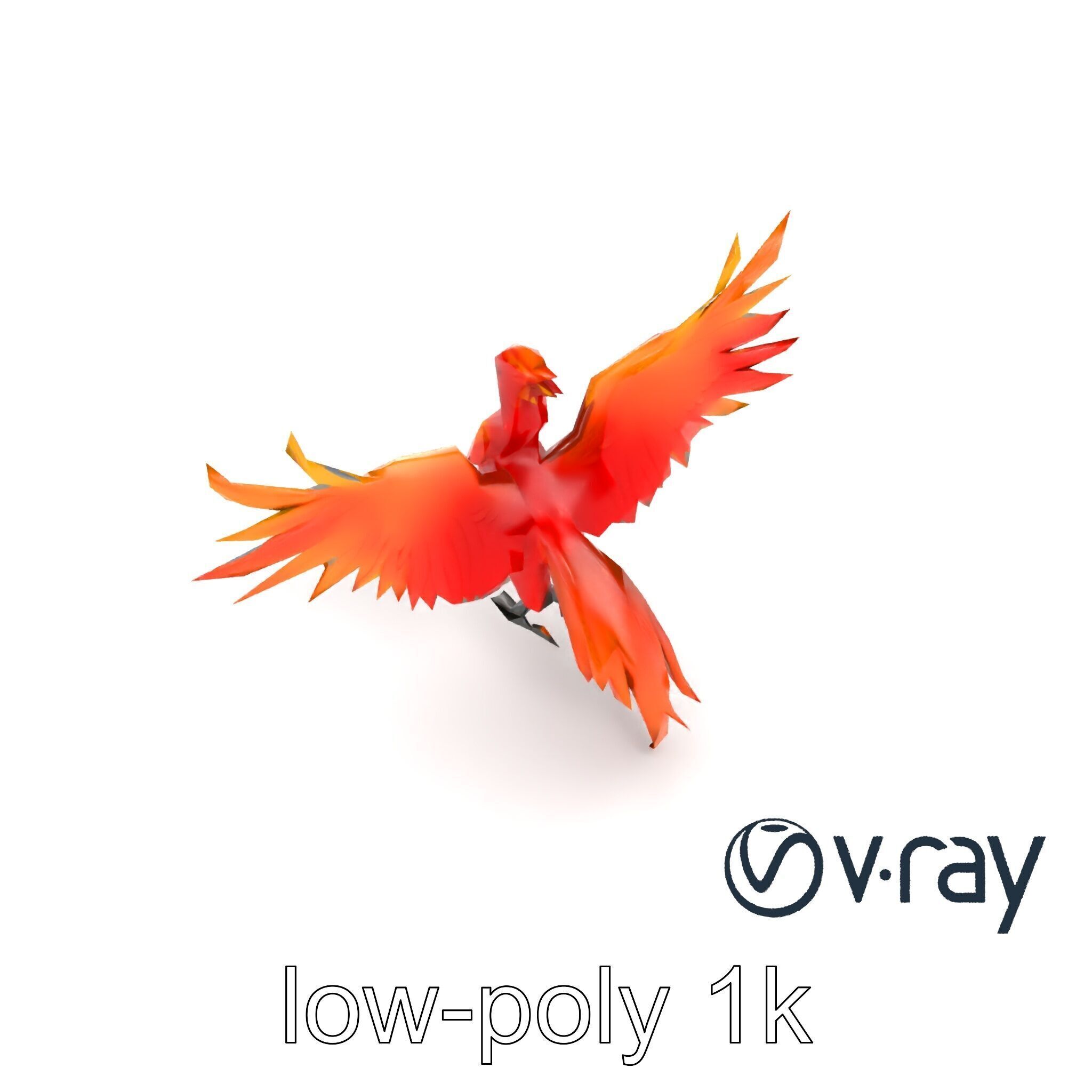 Majestic Phoenix Sculpture model pack Low-poly 3D model_8