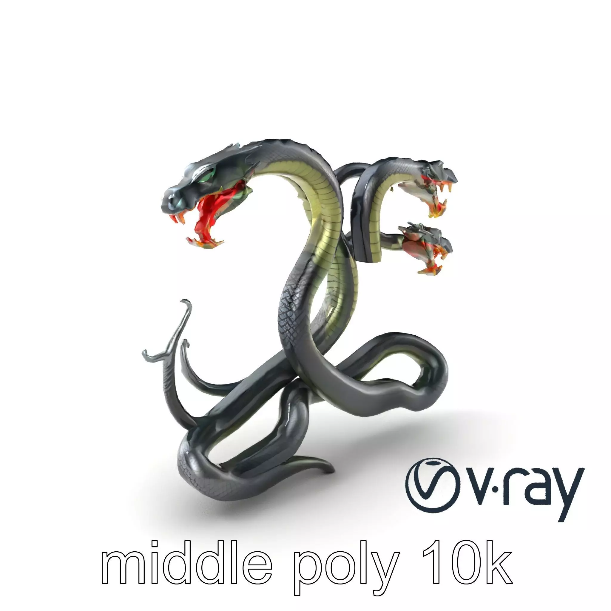 Gargantuan Hydra Serpent Heads model pack Low-poly 3D model_0