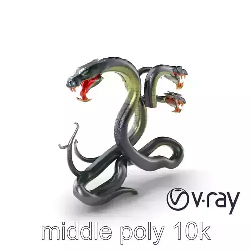 Gargantuan Hydra Serpent Heads model pack Low-poly 3D model
