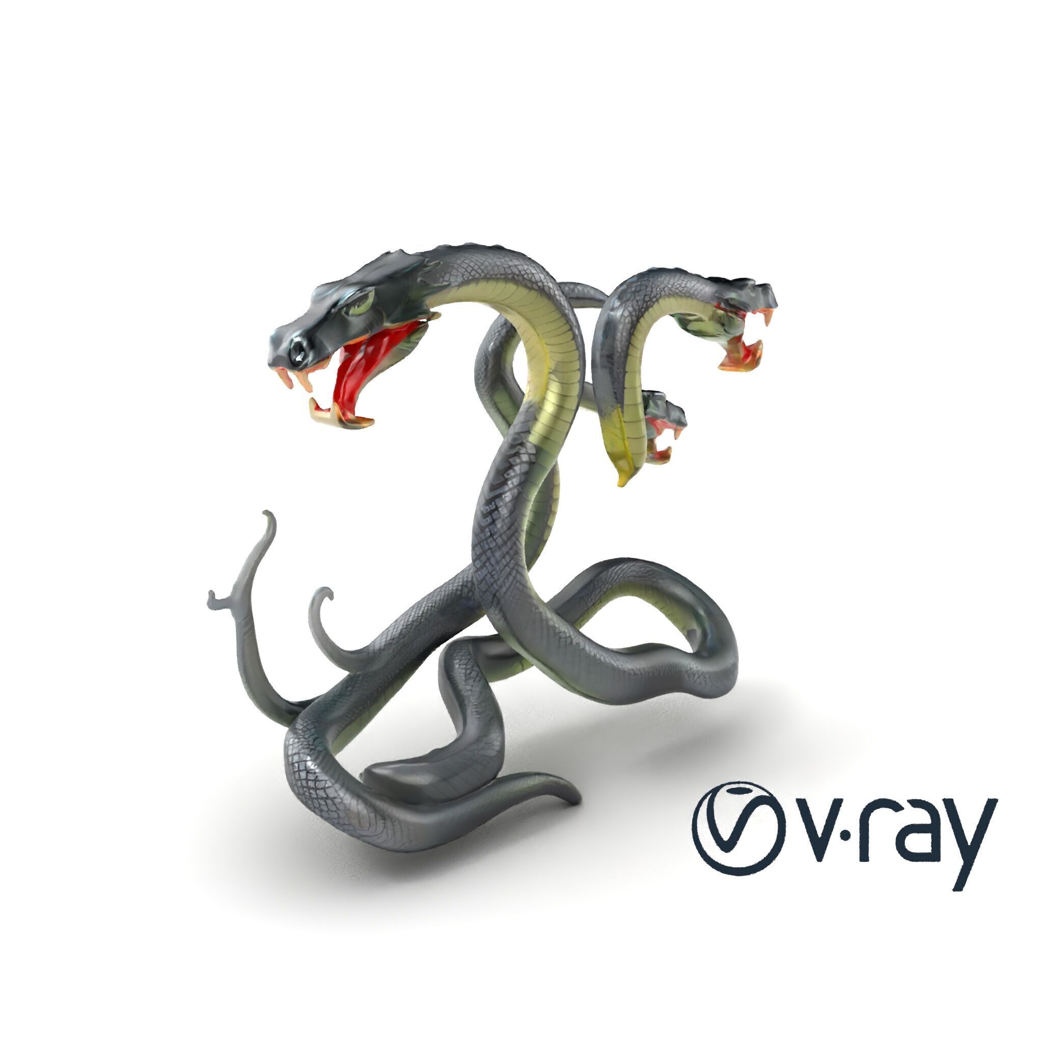 Gargantuan Hydra Serpent Heads model pack Low-poly 3D model_6
