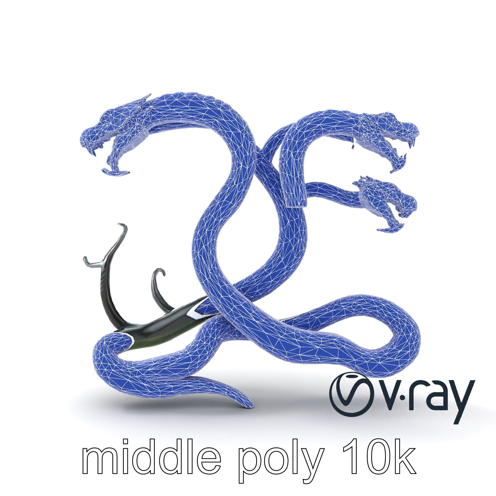 Gargantuan Hydra Serpent Heads model pack Low-poly 3D model_15