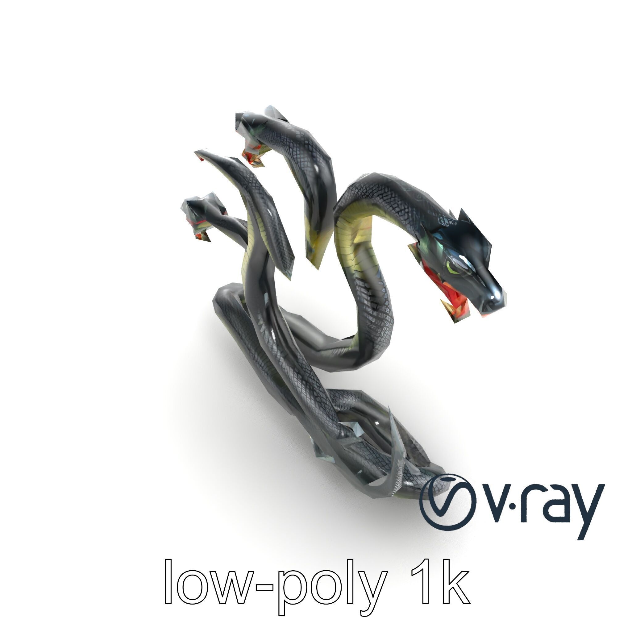 Gargantuan Hydra Serpent Heads model pack Low-poly 3D model_18