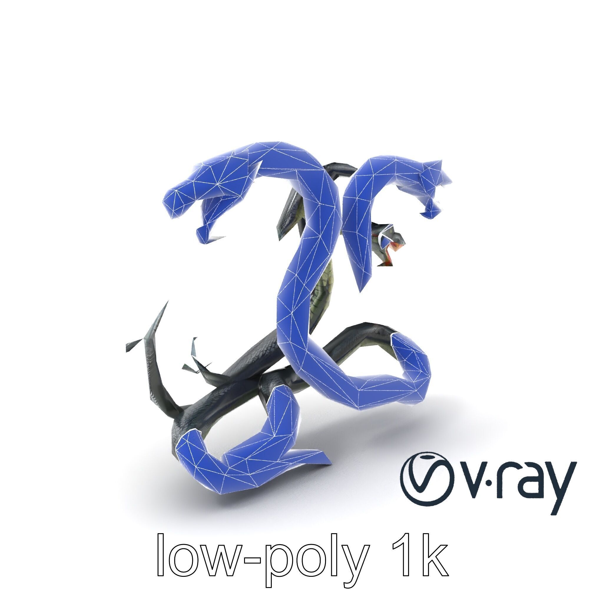 Gargantuan Hydra Serpent Heads model pack Low-poly 3D model_5