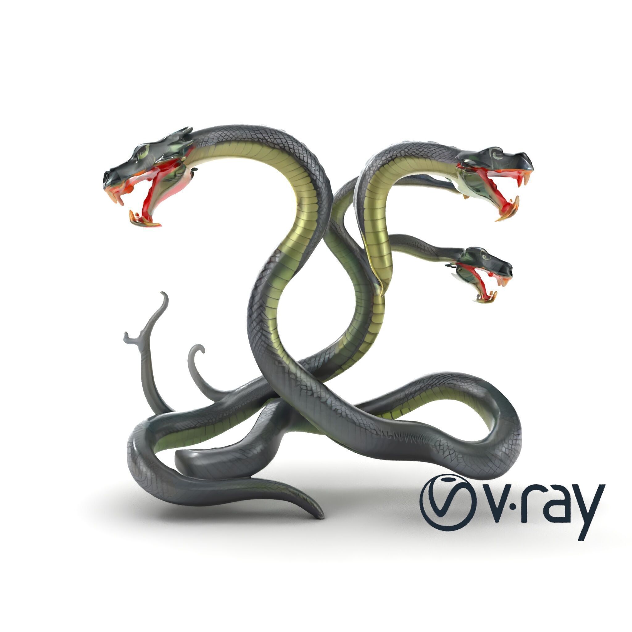 Gargantuan Hydra Serpent Heads model pack Low-poly 3D model_13