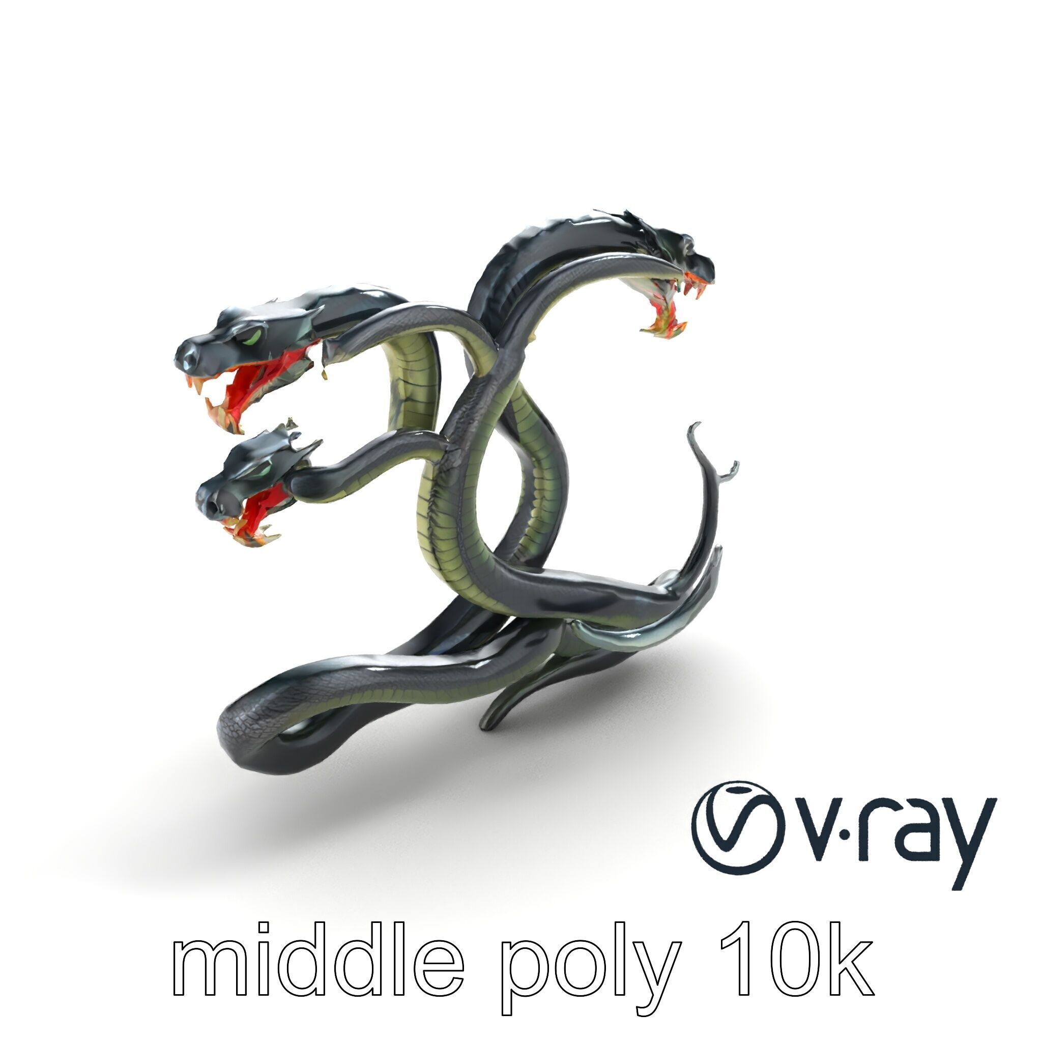 Gargantuan Hydra Serpent Heads model pack Low-poly 3D model_4