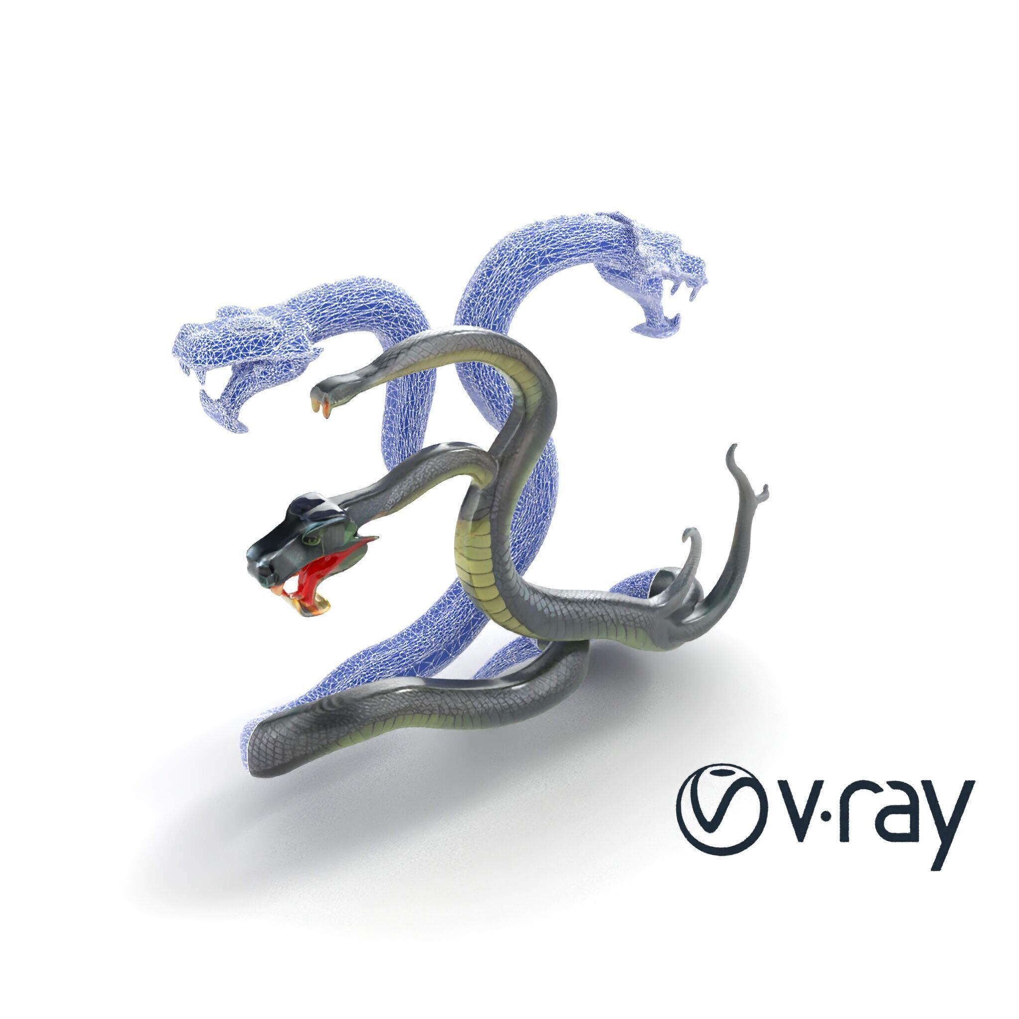 Gargantuan Hydra Serpent Heads model pack Low-poly 3D model_11