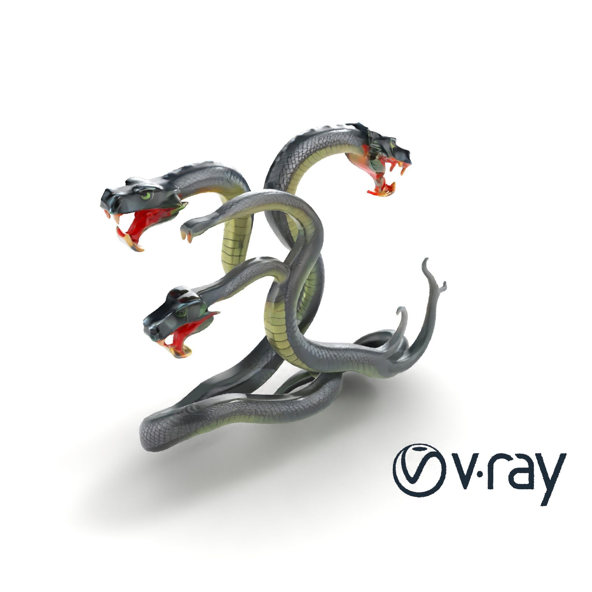 Gargantuan Hydra Serpent Heads model pack Low-poly 3D model_9