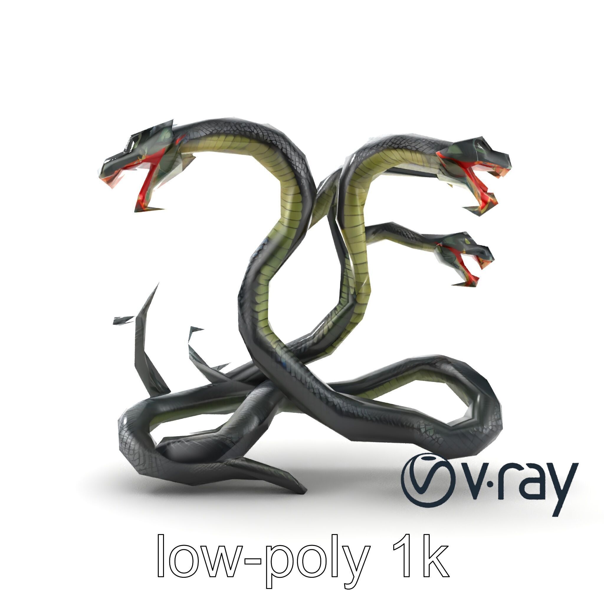 Gargantuan Hydra Serpent Heads model pack Low-poly 3D model_16