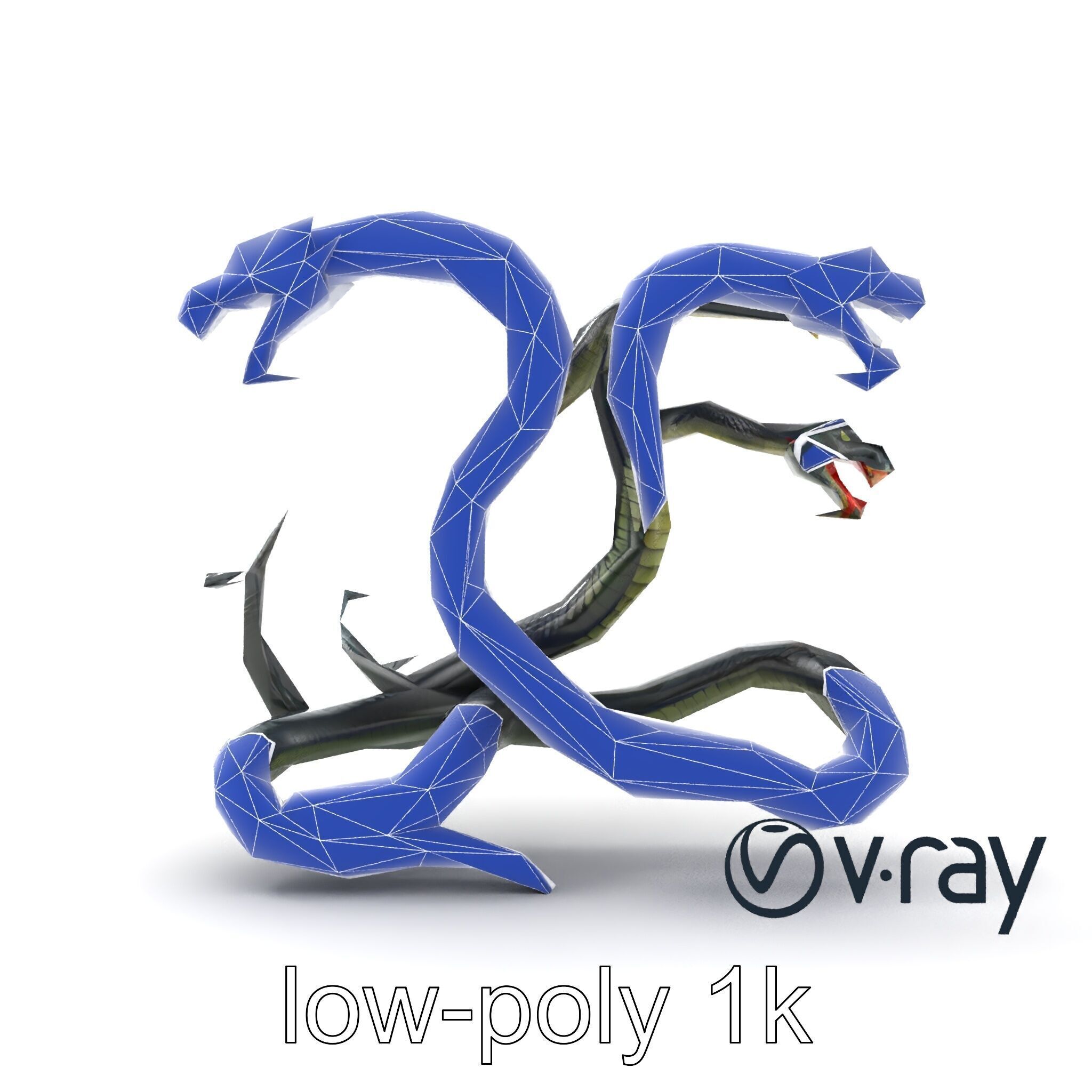 Gargantuan Hydra Serpent Heads model pack Low-poly 3D model_23