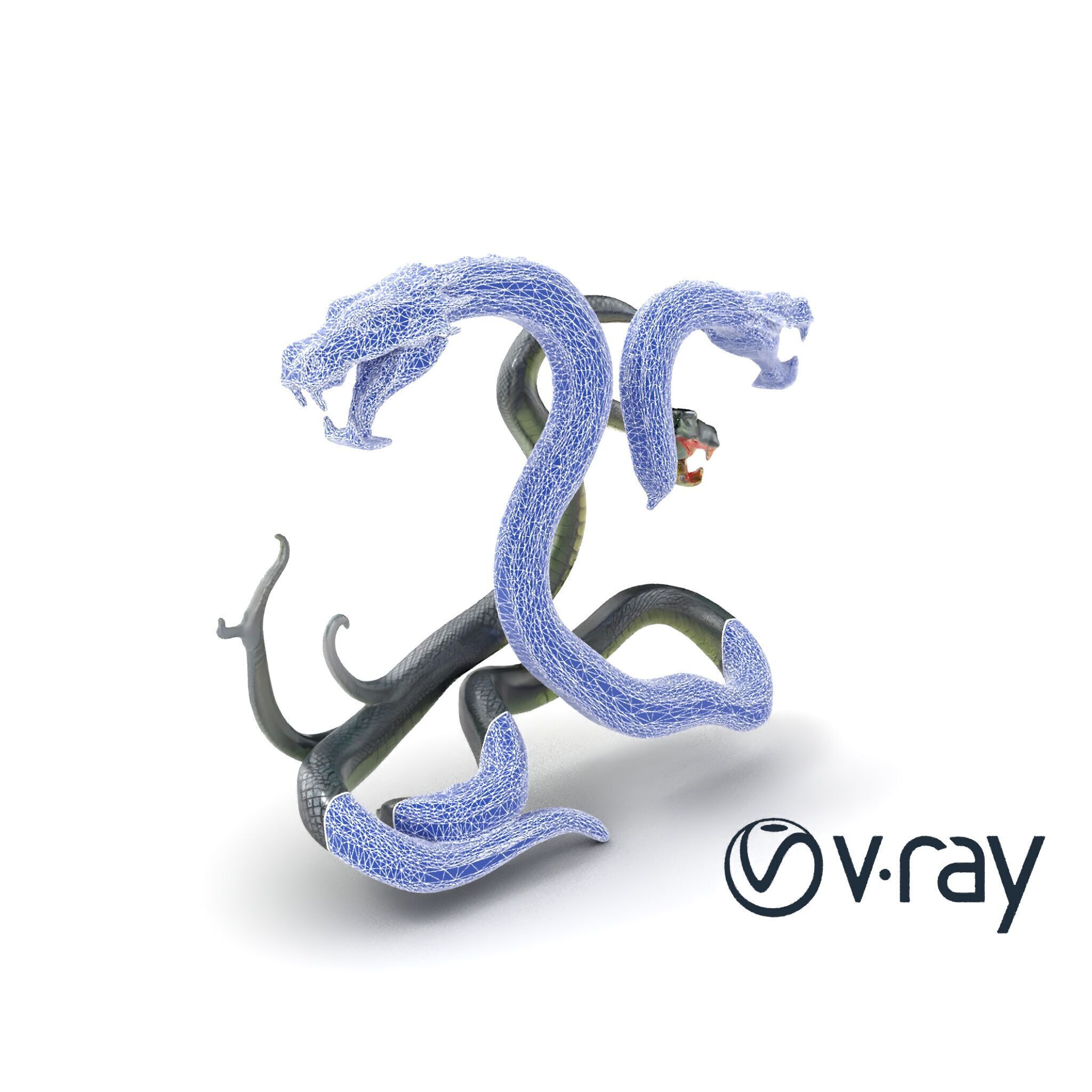 Gargantuan Hydra Serpent Heads model pack Low-poly 3D model_30