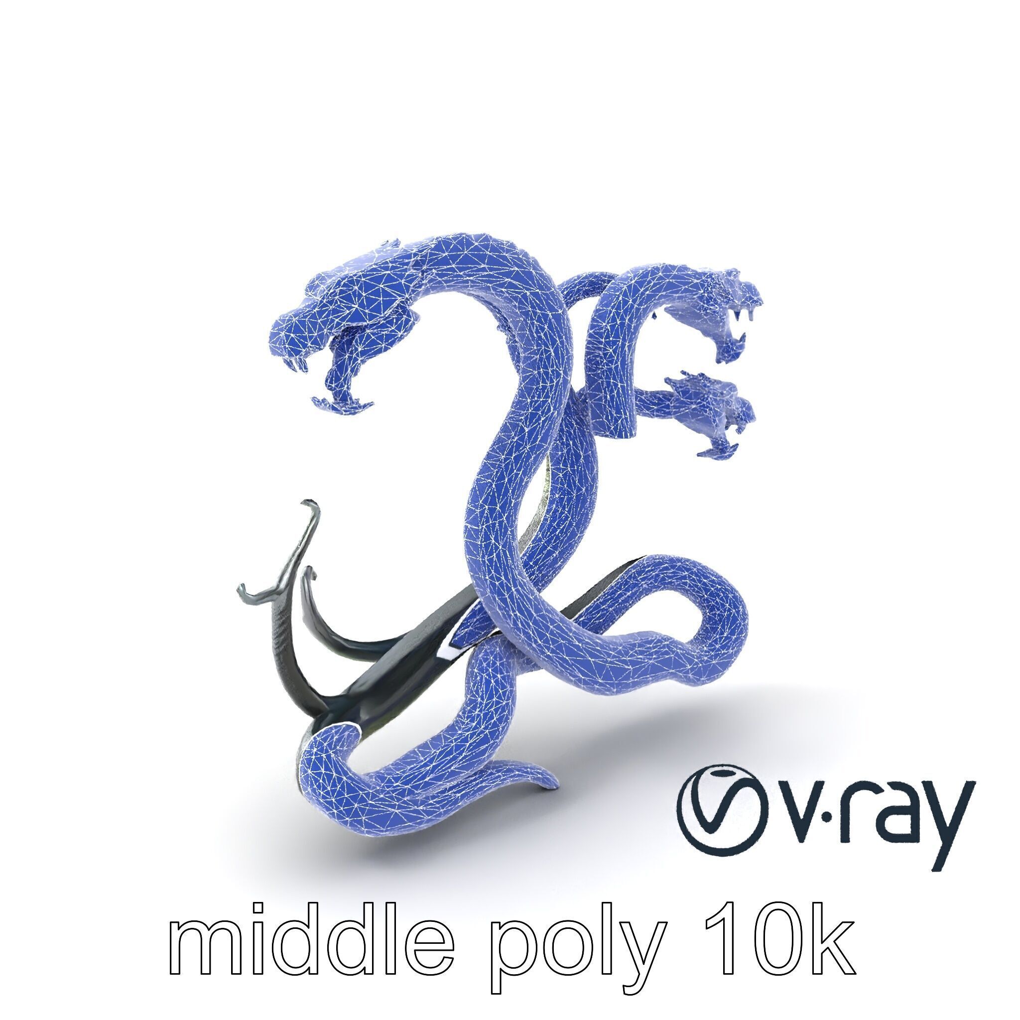 Gargantuan Hydra Serpent Heads model pack Low-poly 3D model_27