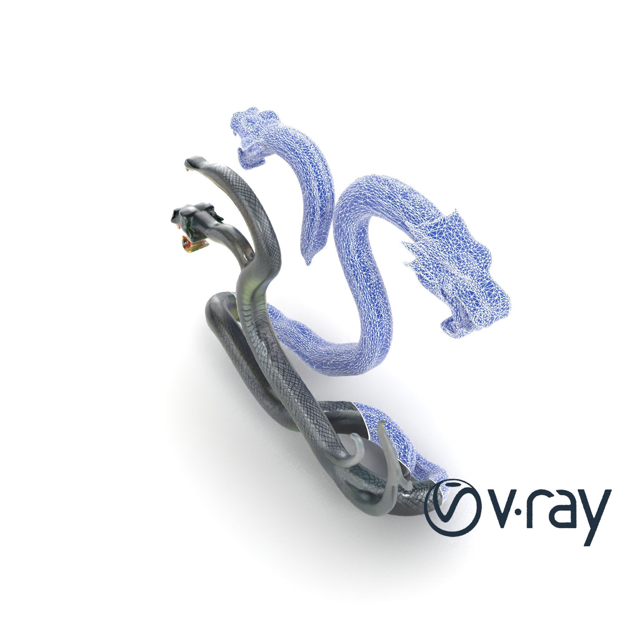 Gargantuan Hydra Serpent Heads model pack Low-poly 3D model_22