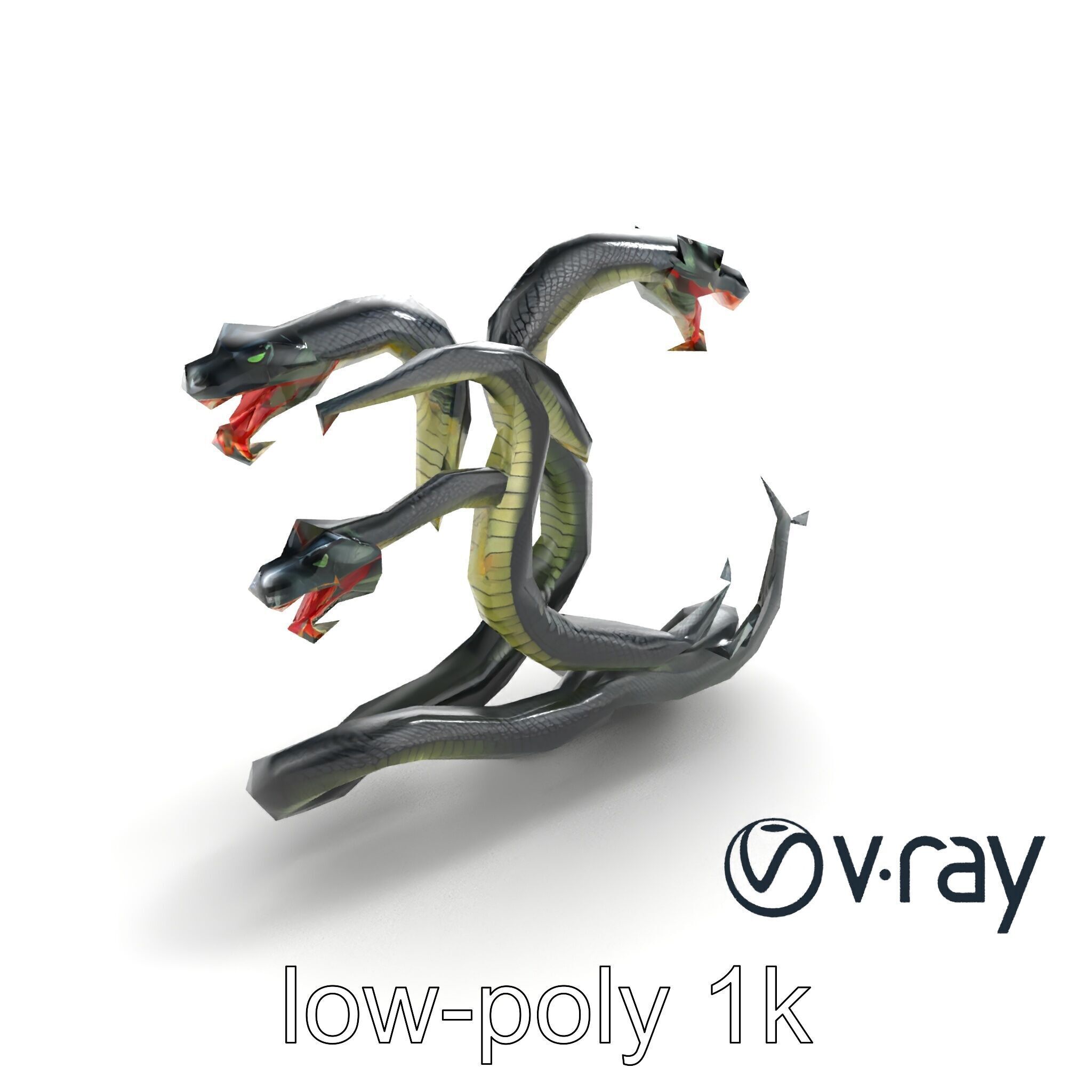 Gargantuan Hydra Serpent Heads model pack Low-poly 3D model_8