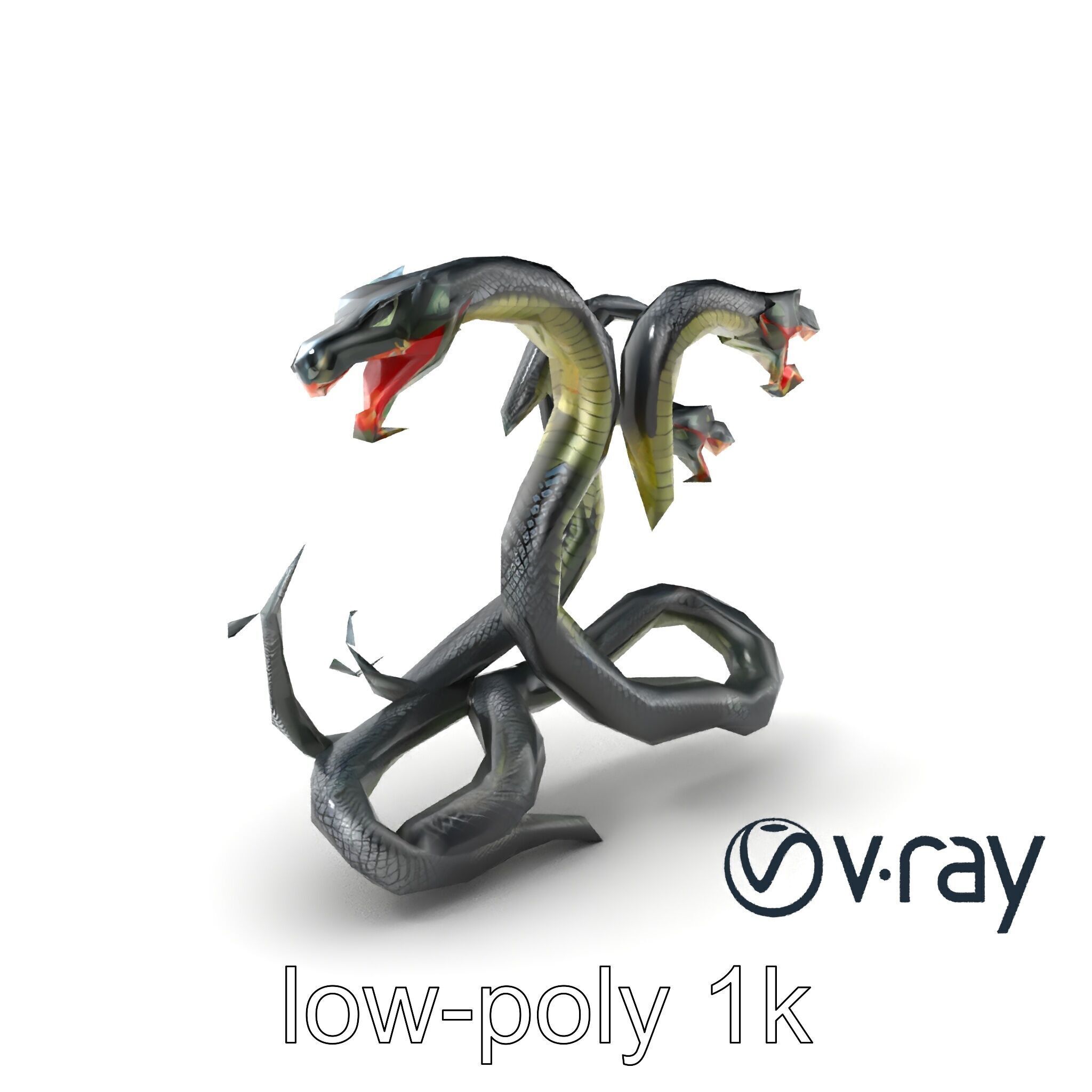 Gargantuan Hydra Serpent Heads model pack Low-poly 3D model_2