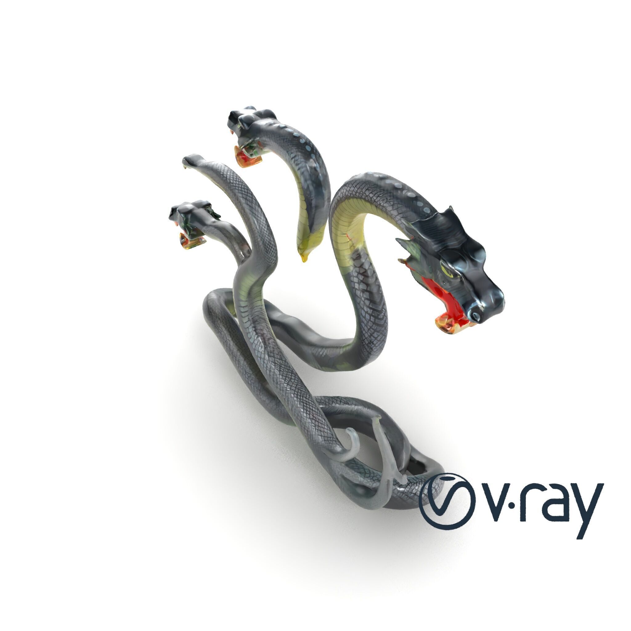 Gargantuan Hydra Serpent Heads model pack Low-poly 3D model_17
