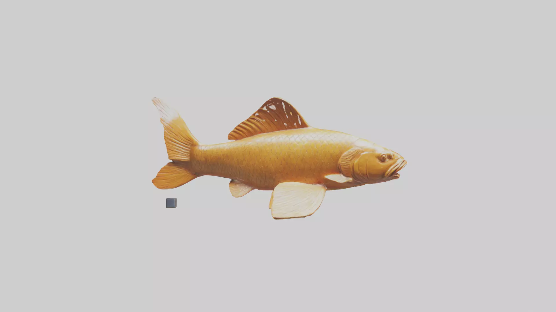 Carp statue model Low-poly 3D model_0