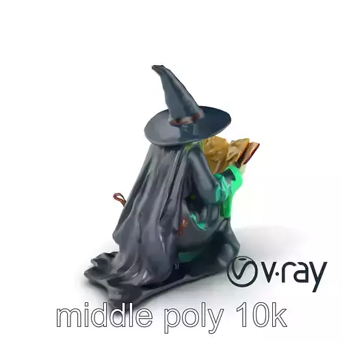 Witch and Cauldron Mystical Character model pack Low-poly 3D model
