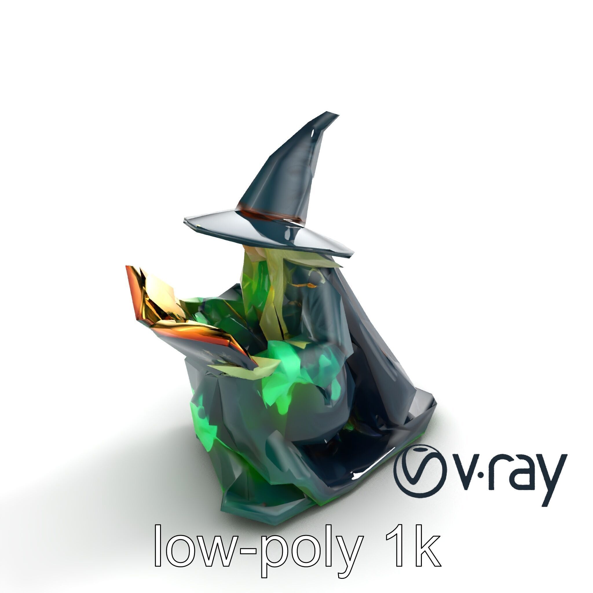 Witch and Cauldron Mystical Character model pack Low-poly 3D model_5