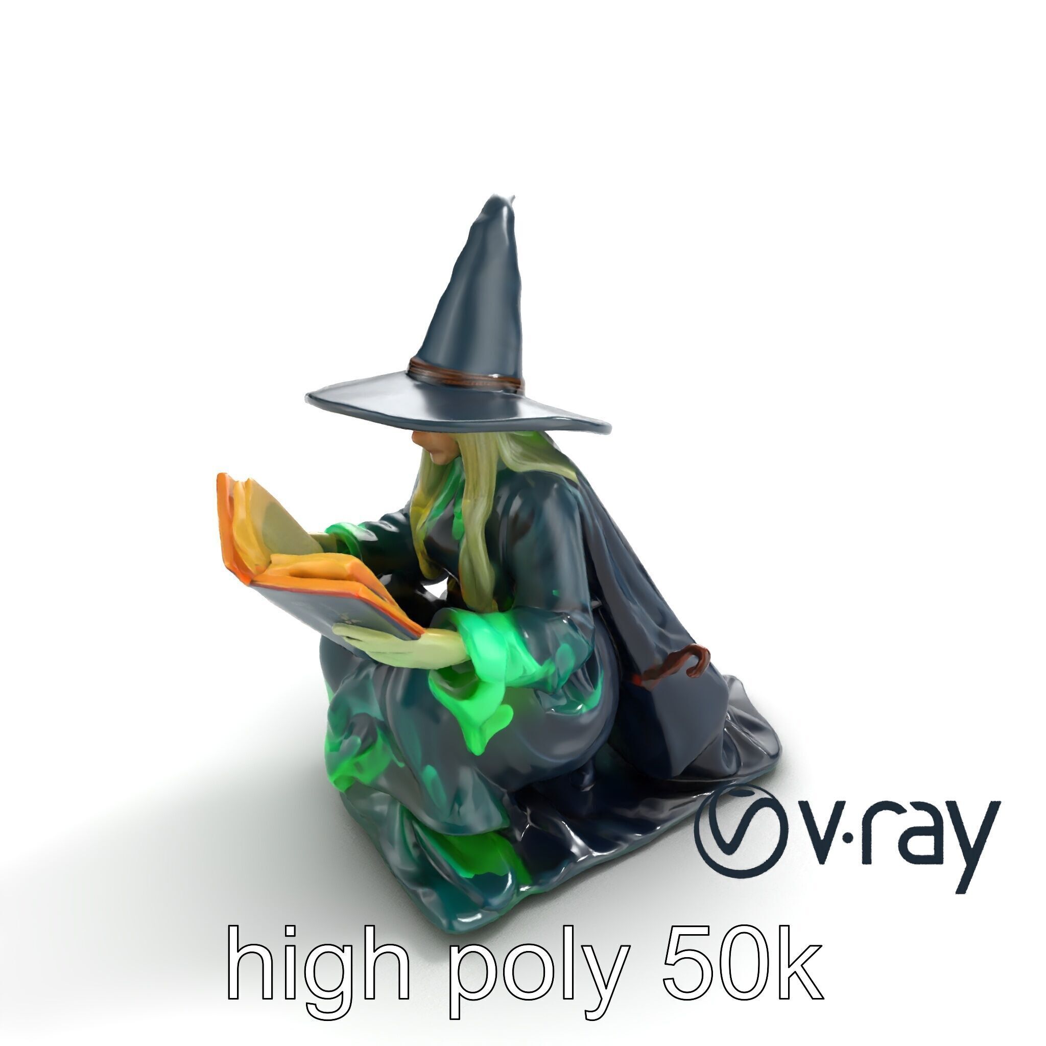 Witch and Cauldron Mystical Character model pack Low-poly 3D model_9