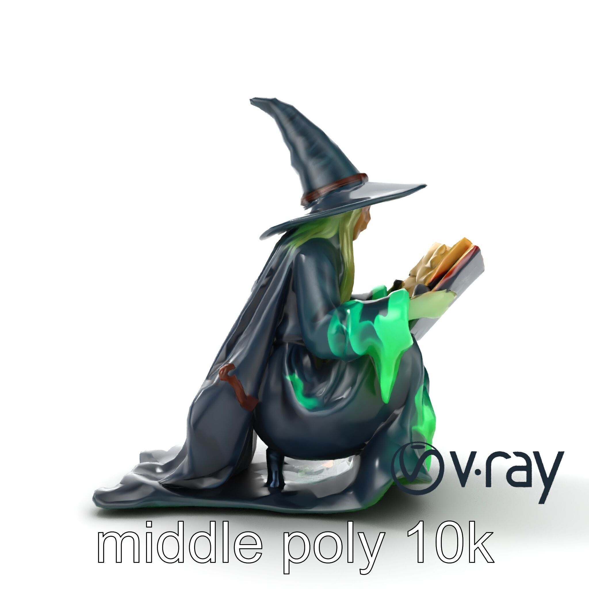 Witch and Cauldron Mystical Character model pack Low-poly 3D model_10