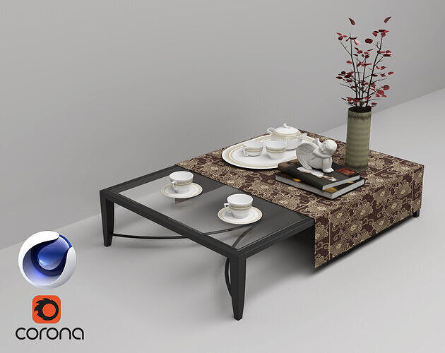 Glass Coffee Table 2 - Corona - C4D 3D model