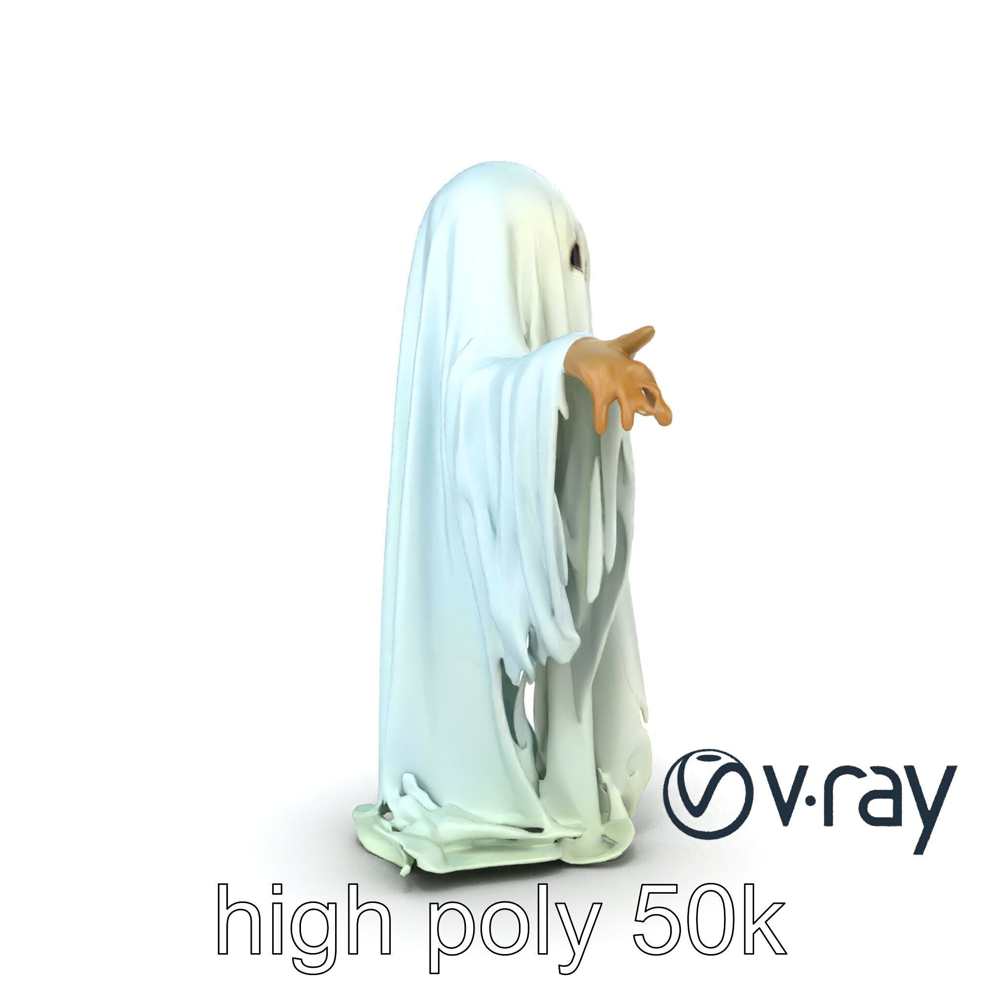 Ghost with Glowing Aura and Tattered Sheet model pack Low-poly 3D model_22